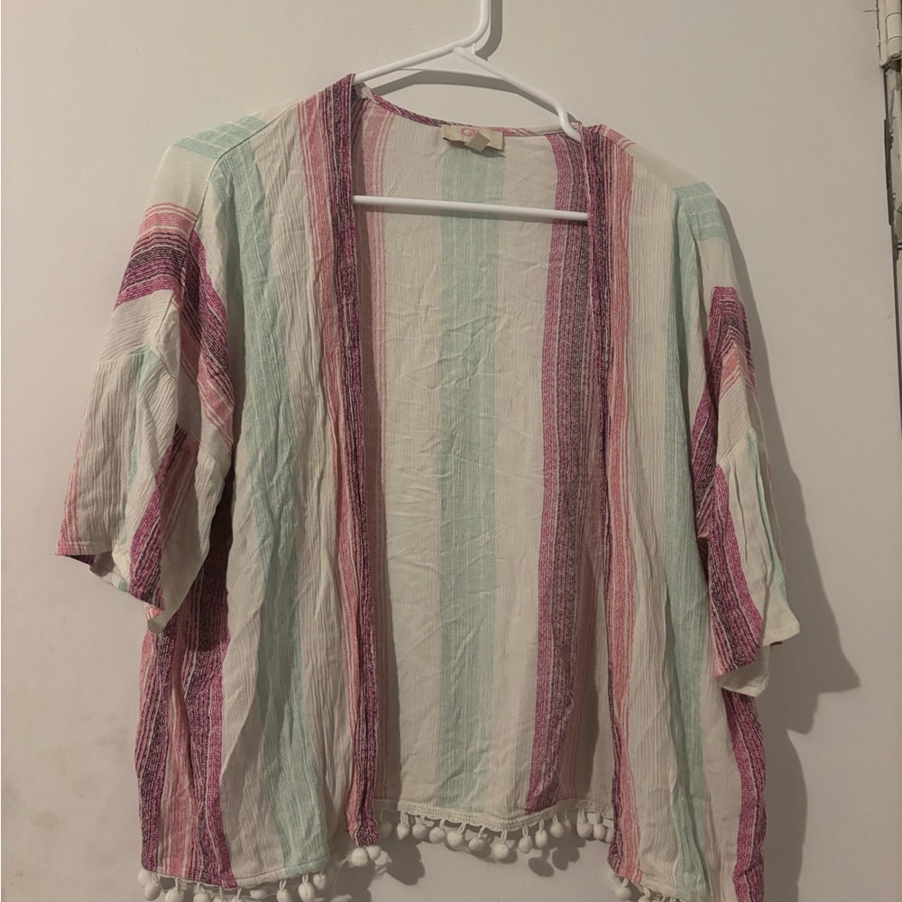 GB Girls Green and Pink Boxy Short Sleeve Blouse